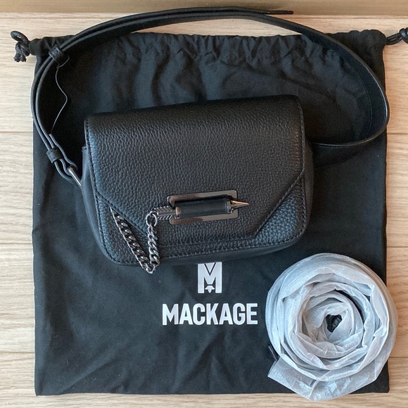 Mackage Handbags - Mackage DEVIN 3-in-1 (belt bag, clutch, crossbody) black leather belt bag